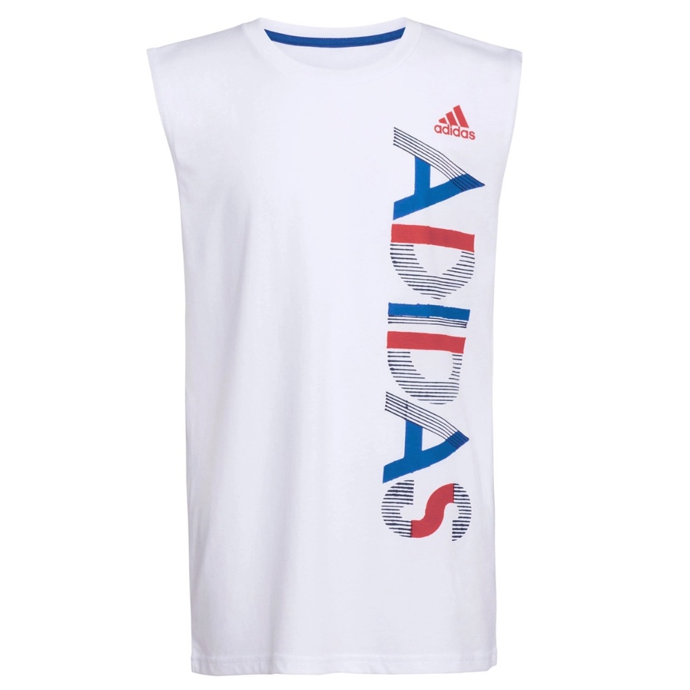 Adidas- Boys Muscle Tee, White, Size L (14/16), NWT